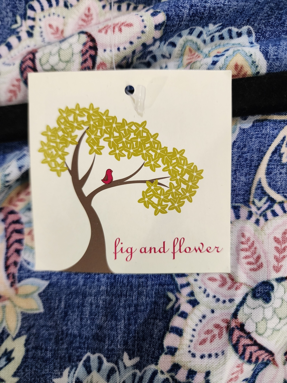 fig and flower Anthropologie NWT Navy Floral Kimono with Red and Yellow Accents - Picture 10 of 11